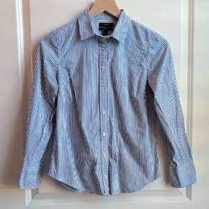J. Crew Blue and White Striped Shirt